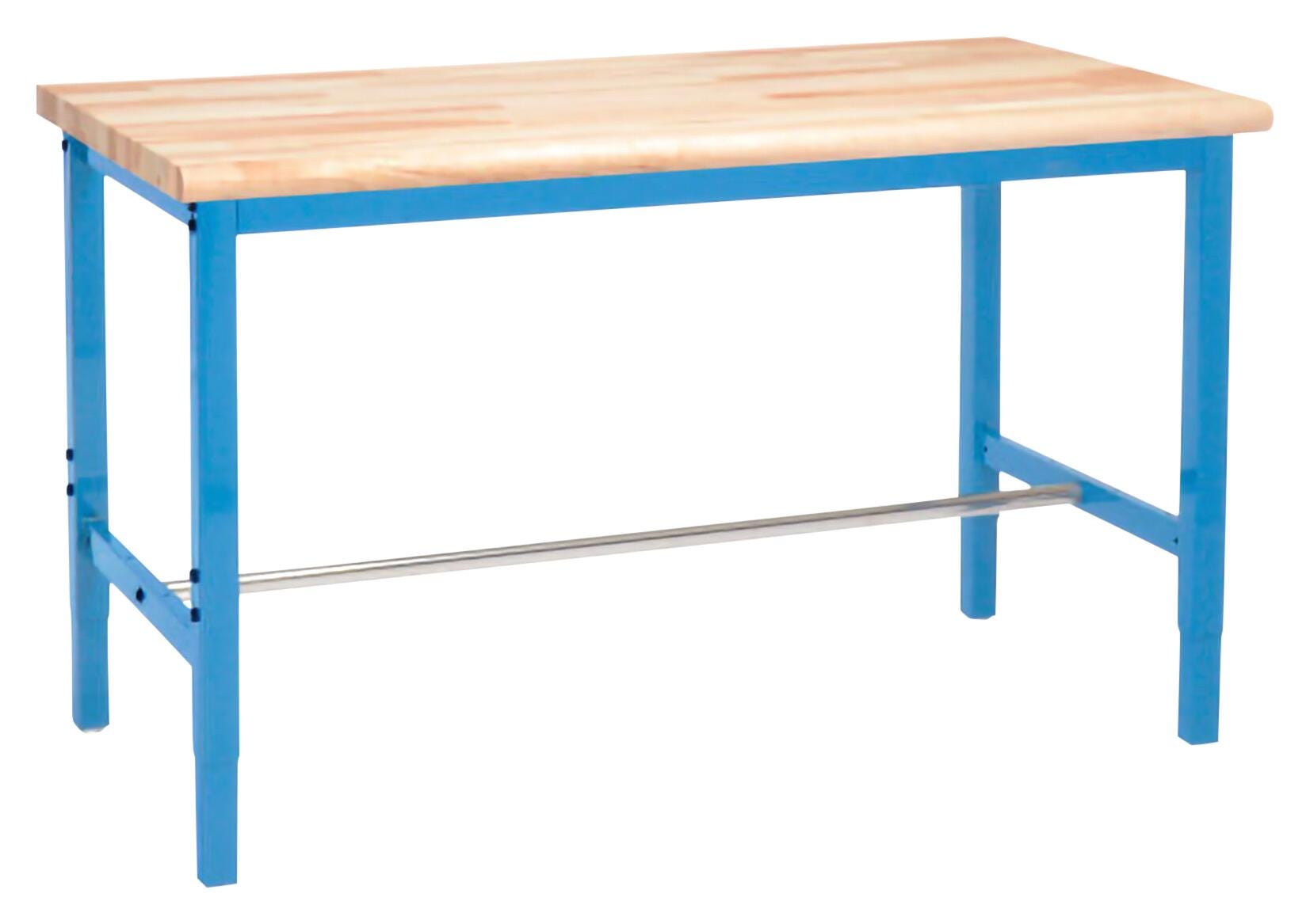 Global Industrial Adjustable Height Workbench with Square Tube Leg, Maple Safety Edge