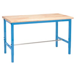 Global Industrial Adjustable Height Workbench with Square Tube Leg, Maple Safety Edge
