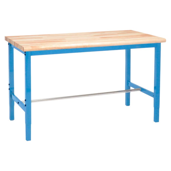 Global Industrial Adjustable Height Workbench with Square Tube Leg, Maple Safety Edge