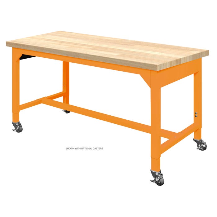 Diversified Spaces Fab-Lab Workbench, Adjustable Height, Maple Butcher Block Top, Steel Frame