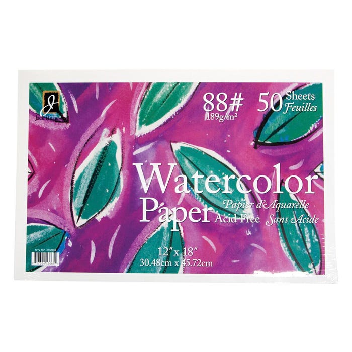 Jack Richeson Watercolor Paper, 12 x 18 Inches, 88 lb, White, 50 Sheets