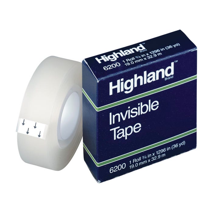 Highland 6200 Invisible Tape, 0.75 Inch x 36 Yards, Matte, Pack of 12