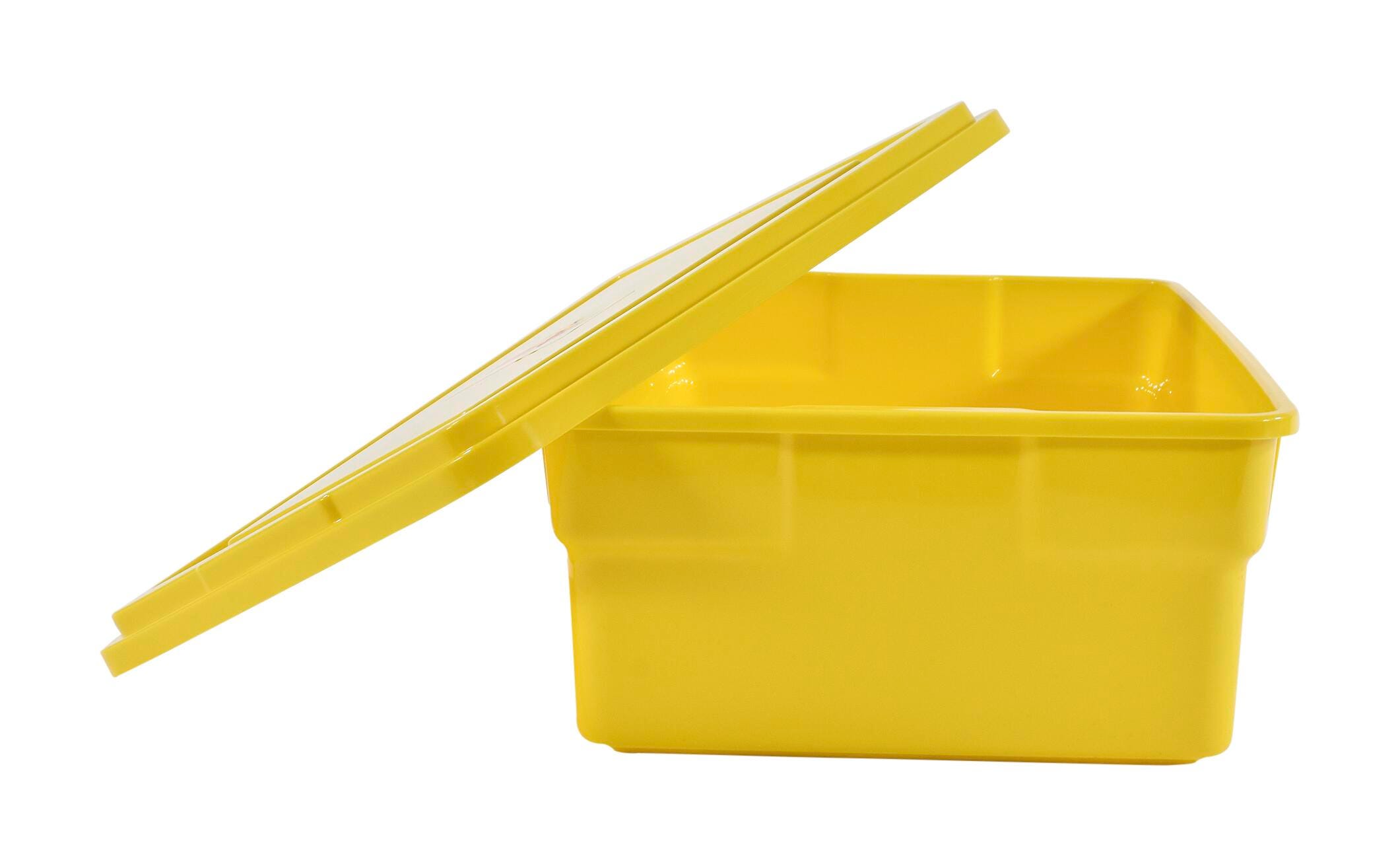 School Smart Medium Storage Bin with Lid, 11 x 16 x 6 Inches, Yellow 276844