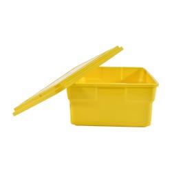 School Smart Medium Storage Bin with Lid, 11 x 16 x 6 Inches, Yellow 276844