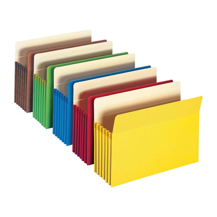 Smead Expanding File Pocket, Letter Size, 5-1/4 Inch Expansion, Assorted Colors, Pack of 5