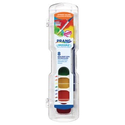 Prang Non-Toxic Washable Semi-Moist Wax-Free Watercolor Paints, Plastic Oval Pan, 8 Assorted Colors