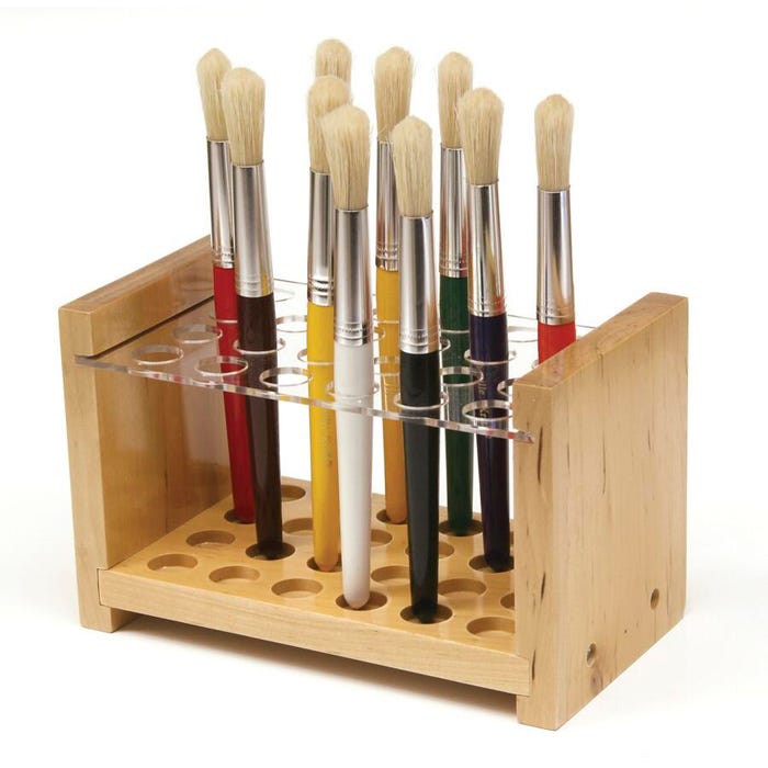 Creativity Street Wooden Paint Brush Stand, Holds 24 Brushes, 5 x 8-1/4 Inches