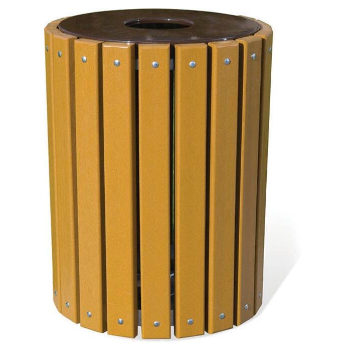 UltraSite Wood Slat 32 Gal Trash Receptacle, Pressure Treated