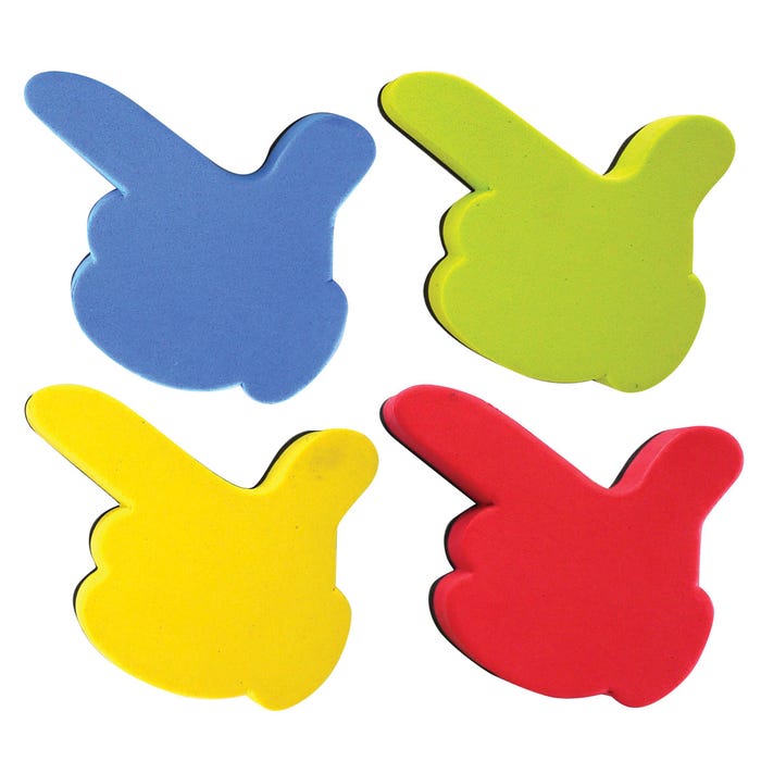 Flipside Magnetic Dry Erase Erasers, Call-Out Finger Pointer, Set of 4