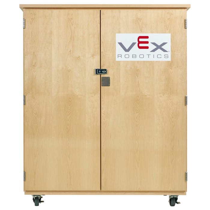 Diversified Woodcrafts Robotics Storage Cabinet with 2 Locking Doors and 2 Drawers, 50 x 24 x 53 Inches, Vex Logo
