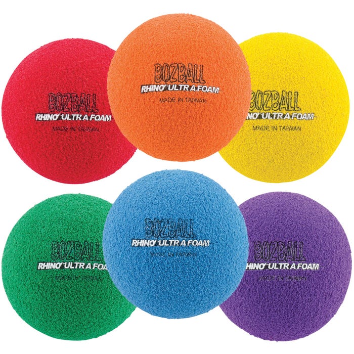 Champion Sports Rhino Foam No-Bounce Balls, 3-1/2 Inch Diameter, Assorted Colors, Set of 6