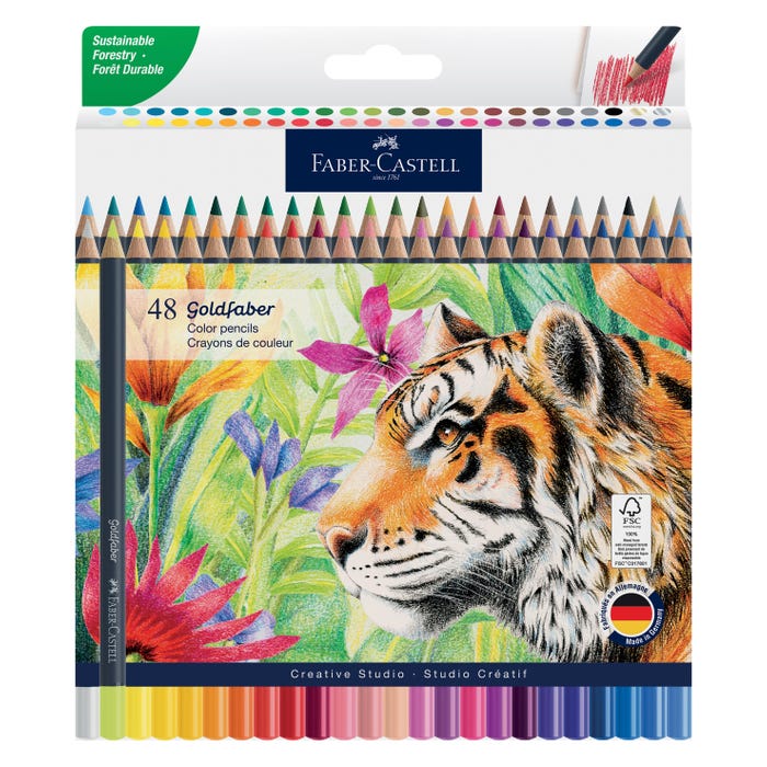 Faber-Castell Goldfaber Color Pencils, Assorted Colors, Set of 48