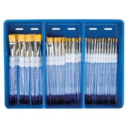 Royal & Langnickel Soft Grip Golden Taklon Brush Classroom Pack, Assorted Flats, Set of 72 410289