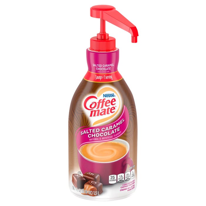 Coffee mate Liquid Concentrated Coffee Creamer, Salted Carmel Chocolate Flavor, 1.58 Quart Pump Bottle