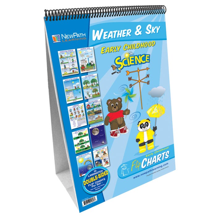 NewPath Learning Weather & Sky Write-On/Wipe-Off Flip Chart Set, Grades PreK through 2