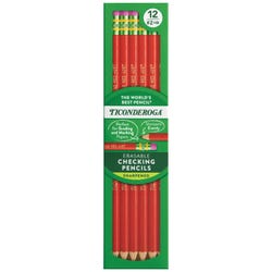Image for Ticonderoga Erasable Checking Pencils, No 2 HB, Sharpened, Red, Pack of 12 from School Specialty