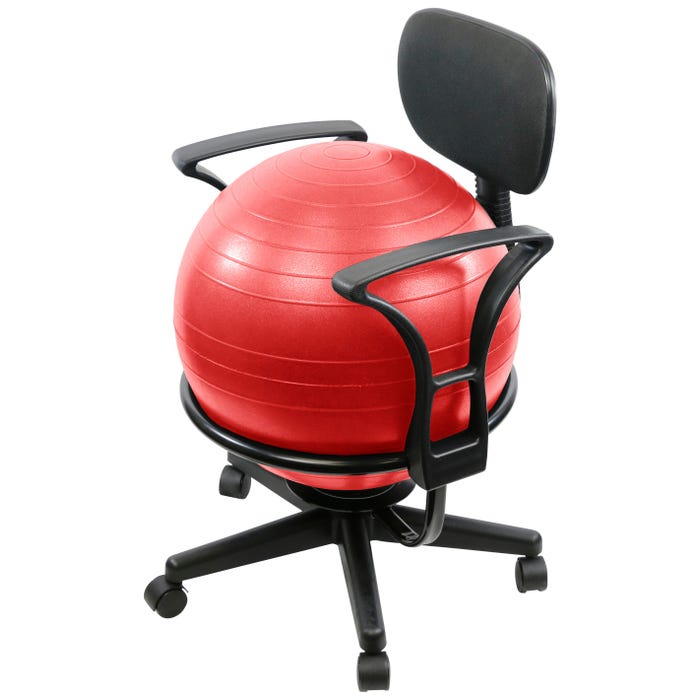CanDo Metal Ball Chair with Back and Arms, 22 x 26 x 32 Inches