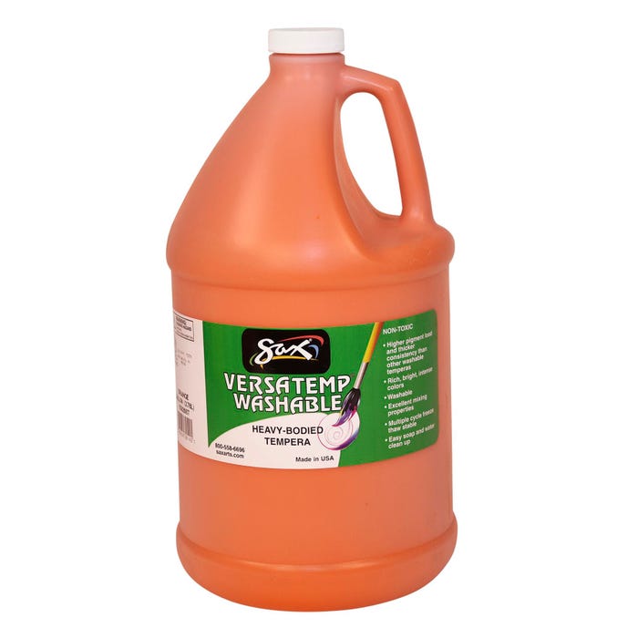 Sax Versatemp Washable Heavy-Bodied Tempera Paint, 1 Gallon, Orange