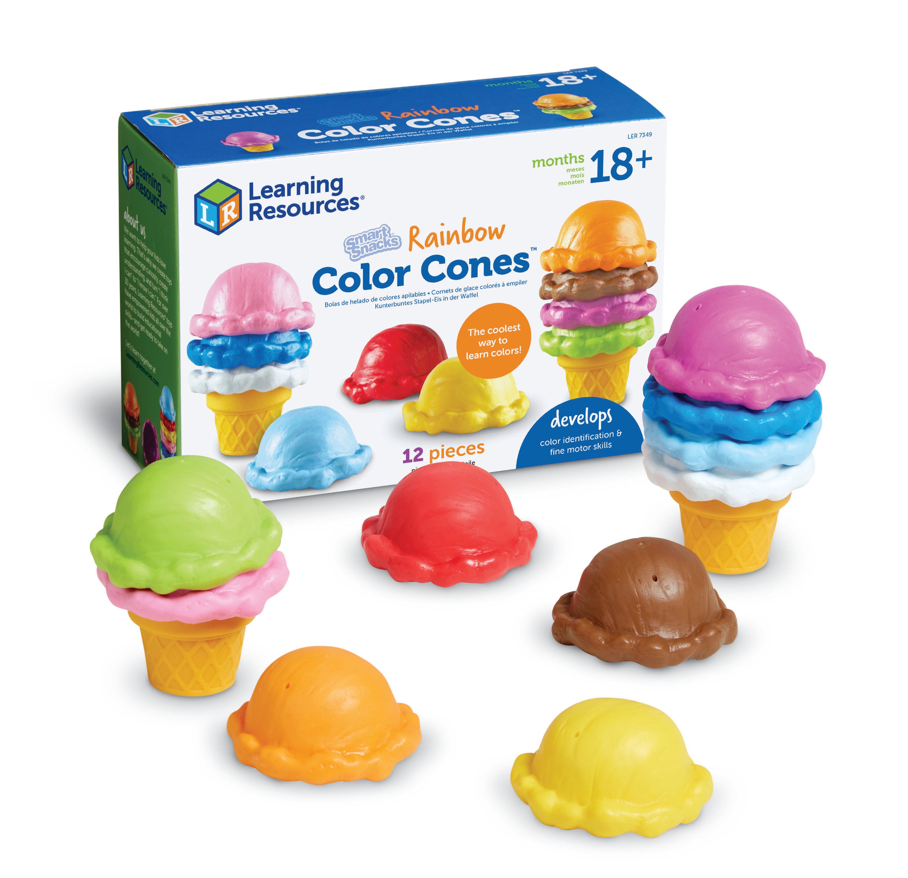 Learning Resources Smart Snacks Rainbow Color Cones, Set of 12 1465330