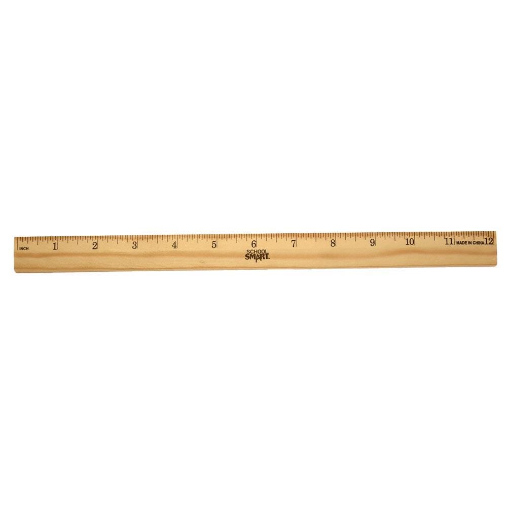 School Smart Wood Ruler, Single Beveled Plain Edge, 12 Inches, Scaled in 1/16 Inch Increments 081893