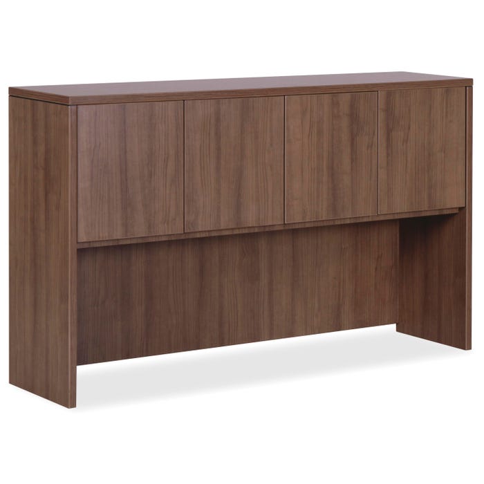 Lorell Walnut Laminate Office Suite Desking, Hutch Doors, 59 x 14-3/4 x 36 Inches, Walnut