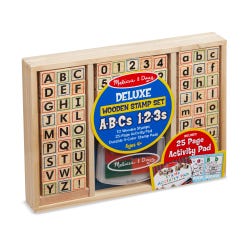 Melissa and Doug Deluxe Wooden Stamp Set, Alphabet and Number