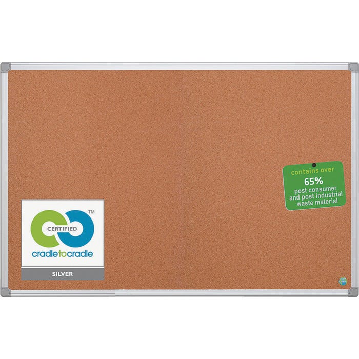 Bi-silque Earth it Bulletin Board with Mounting Hardware, 72 x 48 Inches, Aluminum Frame, Cork