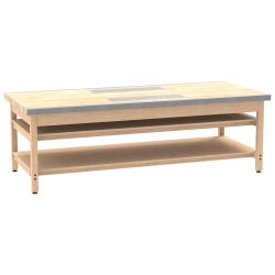Diversified Spaces Sheet Metal Workbench with Two Stake Plates, 96 x 40 x 31-1/4 Inches, Maple