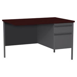 Lorell Mahogany Laminate Fortress Series, Right Pedestal Return, 42 x 24 x 29-1/2 Inches, Mahogany/Charcoal