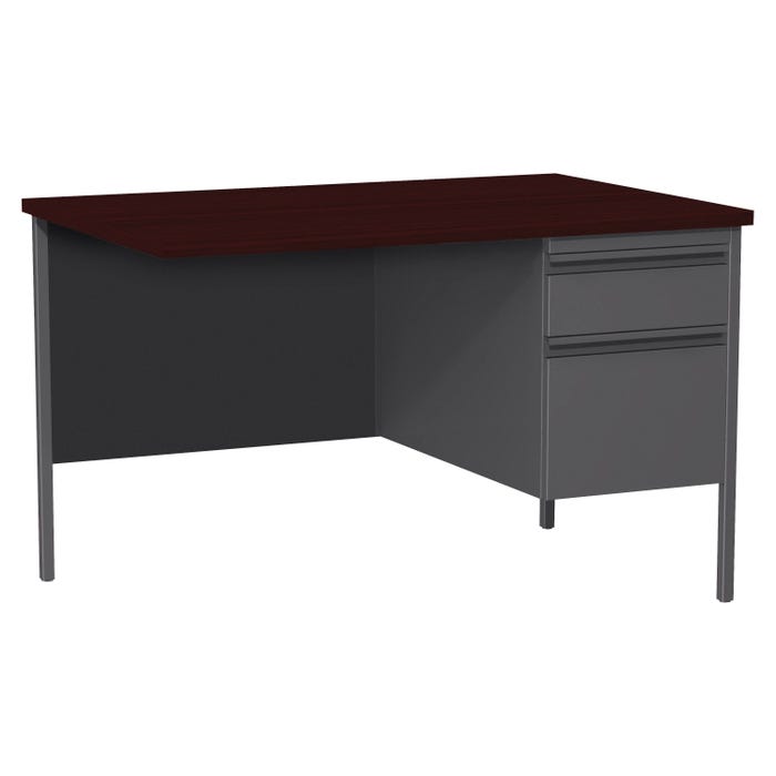 Lorell Mahogany Laminate Fortress Series, Right Pedestal Return, 42 x 24 x 29-1/2 Inches, Mahogany/Charcoal