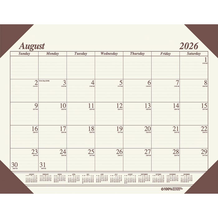House of Doolittle Ecotones Compact Academic Desk Pad Calendar, 12 Months, August 2026 to July 2027, 18-1/2 x 13 Inches, Cream/B