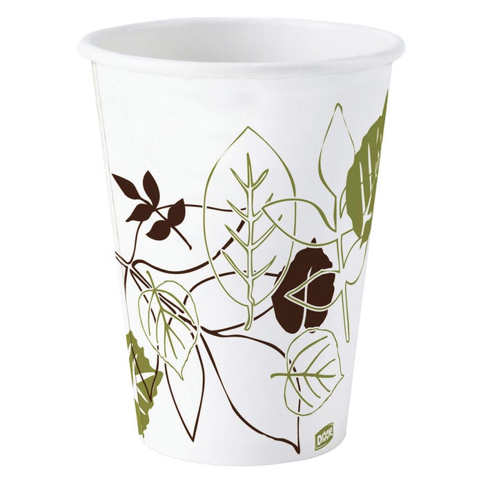 Dixie Foods Pathway Design Hot Cup, 10 oz, Poly-Lined/Paper, White, Pack of 50