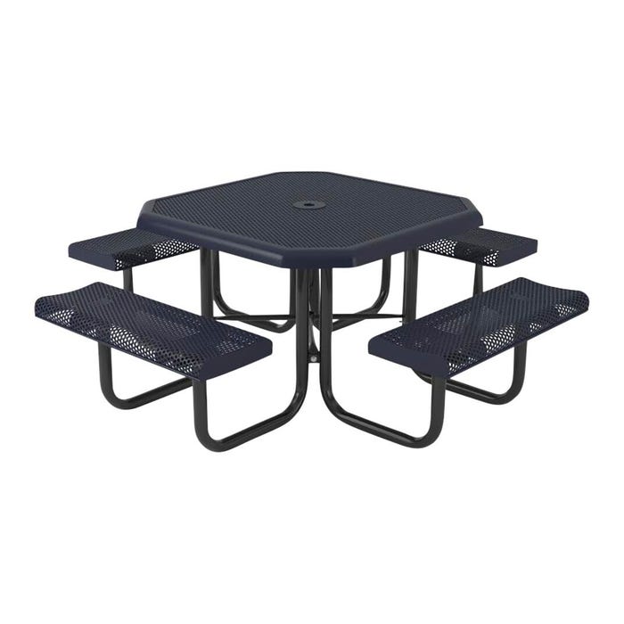 Superior Site Amenities Octagon Portable Picnic Table with 4 Attached Seats, 46 x 46 x 30 Inches, Expanded Metal