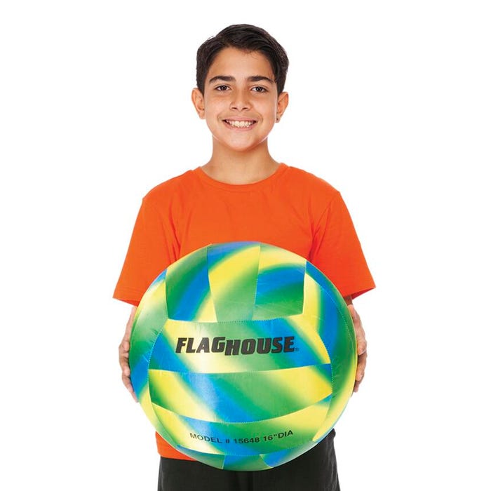 FlagHouse Jumbo Volleyball, 16 Inch Dia., Yellow/Green/Blue