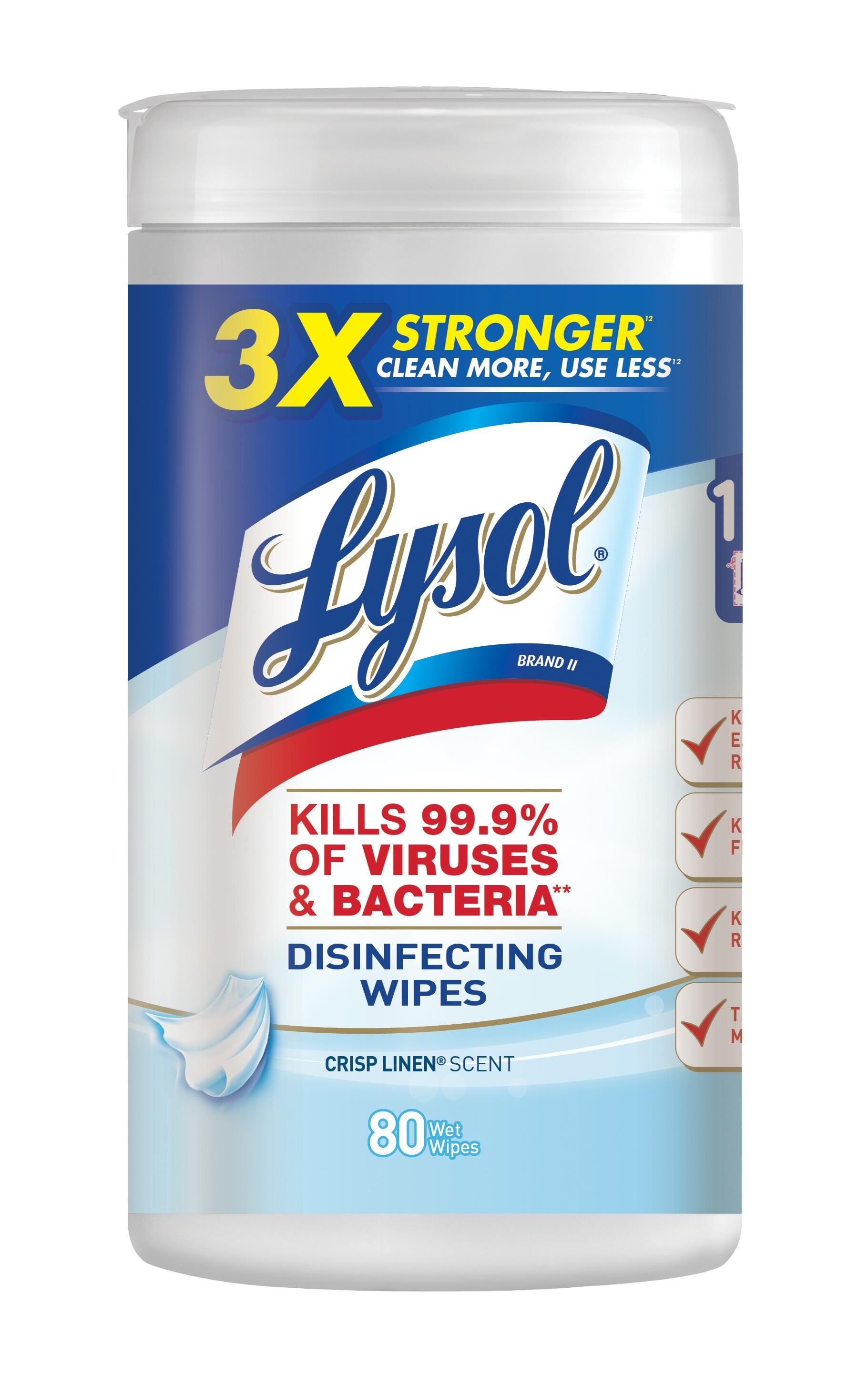 Lysol Disinfecting Wipes, Crisp Linen, 80 Count, Pack of 6 2214947