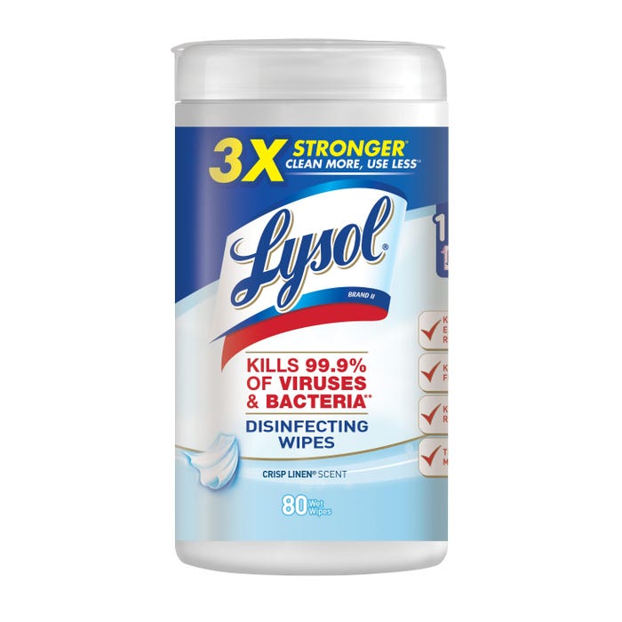 Lysol Disinfecting Wipes, Crisp Linen, 80 Per Container, Pack of 6