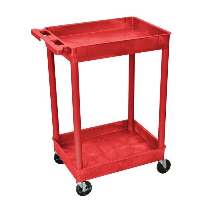 Luxor 2-Shelf Tub Cart, 24 x 18 x 37-1/2 Inches, Red