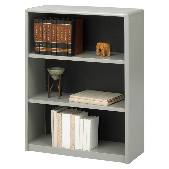 Safco ValueMate Bookcase, 3 Shelves, 31-3/4 x 13-1/2 x 41 Inches, Metal, Gray