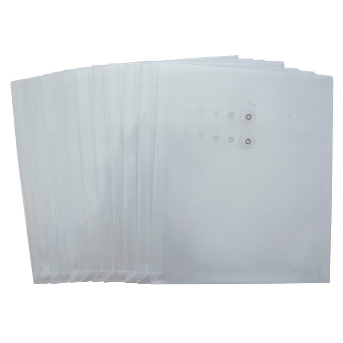 School Smart Expanding Poly String Envelopes, Letter Size, Top Load, Clear, Pack of 12