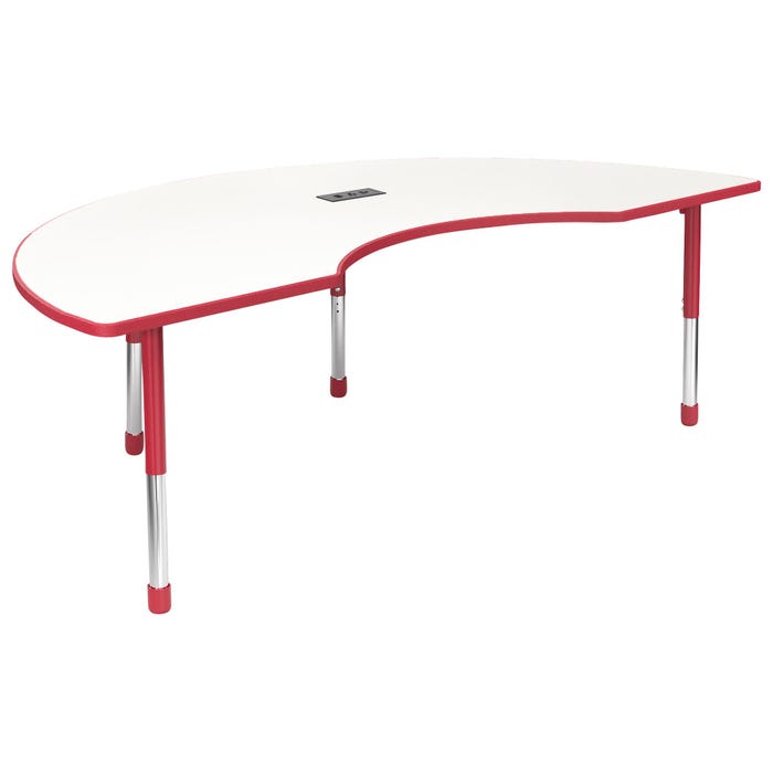Classroom Select Activity Table with Power, Adjustable Height, Kidney, 48 x 72 Inches