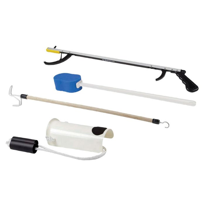 FabLife Hip Kit: 26 Inch Reacher, Contoured Sponge, Formed Sock Aid, 24 Inch Dressing Stick