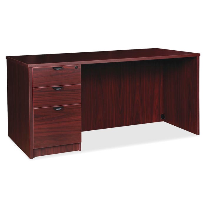 Lorell Prominence Laminate Desk, Full Left Pedestal, 72 x 36 x 29 Inches, Mahogany