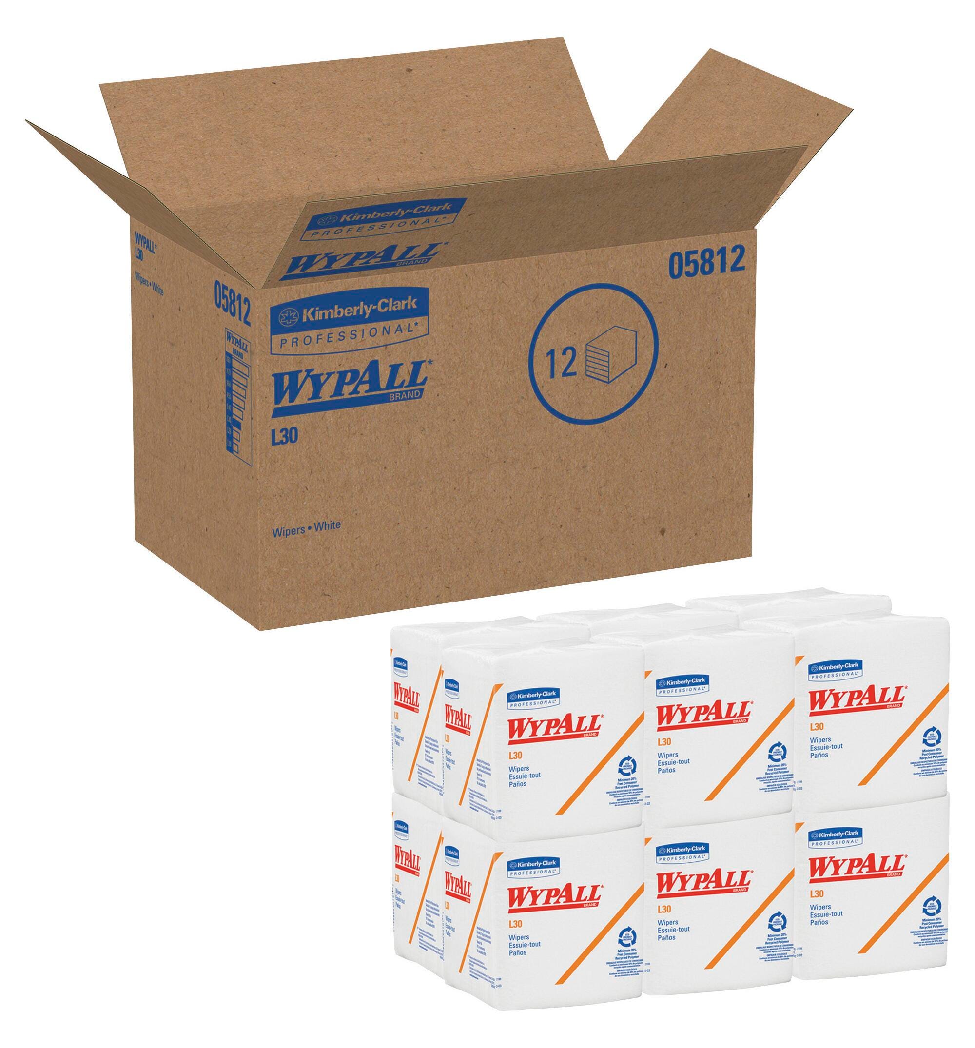 Image for WYPALL L30 Light Duty Cleanup Wiper, 12-1/2 X 13 Inches, White, Case of 12 from School Specialty