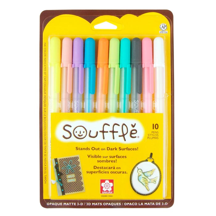 Sakura Gelly Roll Souffle Pens, 1 mm Bold Tip, Assorted Colors, Pack of 10