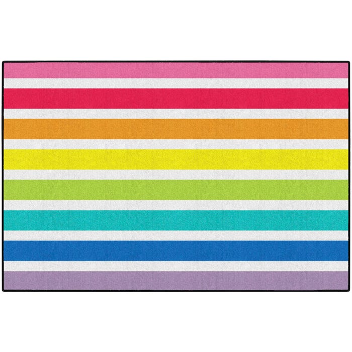 Flagship Carpets Hello Sunshine Bright Striped Rainbow Carpet, Rectangle