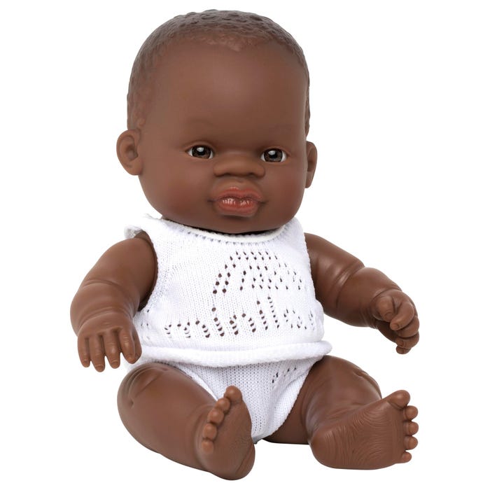 Newborn Baby Doll African Boy, 8-1/4 Inches