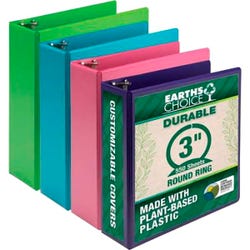 Samsill Earth Choice Fashion View Binder, Round Ring, 3 Inches, Assorted Color, Pack of 4, Item Number 2100448