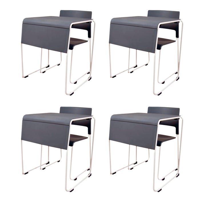 Luxor Lightweight Stackable Student Desk and Chairs, Pack of 4