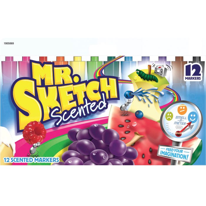 Mr. Sketch Scented Markers, Chisel Tip, Assorted Colors, Set of 12