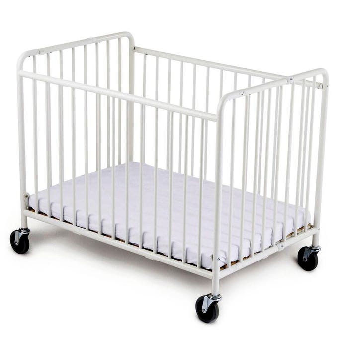 Foundations Stowaway Compact Folding Crib, Evacuation Ready, 2-Inch Mattress, 40 x 25-1/2 x 39-1/2 Inches, Steel